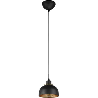 REALITY Leuchten Pendelleuchte »Punch« E27 1 Stk. warmweiß - kaltweiß Industrie-Look mit Doppelschirm schwarz-gold, exkl 1xE27 max 40W, schwarz
