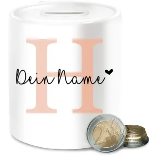 Spardose - Anfangsbuchstabe personalisiert mit Name I Buchstaben Geschenk Initialen - Unisize - Weiß - trinkgeldkasse Buchstabe gelddose trinkgeldkaasse personalisierte sparbüchse kaffeekasse