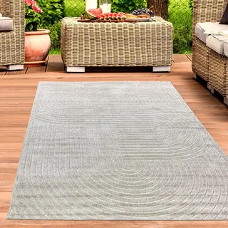 Moderner Outdoor Teppich Wetterfest Terrasse Balkon Boho-Style hochwertig pflegeleicht Beige Größe - 300 x 400 cm - Beige