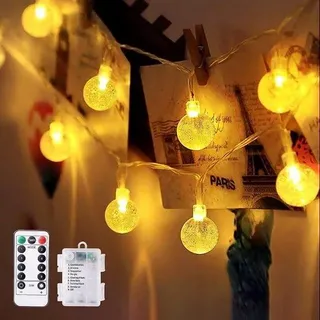 LED-Strang mit Kugeln, 10 m, 80 LEDs, 8 Modi, Fernbedienung, Timer, wasserdicht, für Zimmer, Außen, Innen, Weihnachten, Party, Hochzeit
