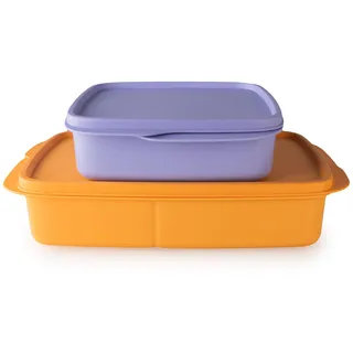 Tupperware Clevere Pause Lunchbox Set (2) 1 L Orange + 550 ml Flieder (inkl. Ketchuplöffel)