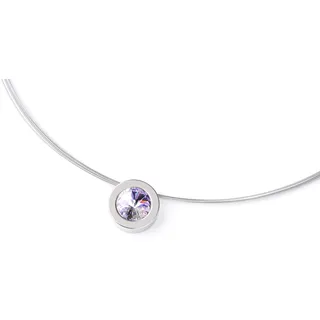 TIABELLE – Collier LARA aus Titan mit funkelndem Swarovski® Kristall – Silberfarbene Kette für Damen – allergenfrei & hautverträglich – Handmade in Germany (L=45cm | 15,9mm ø | Vitrail Light)