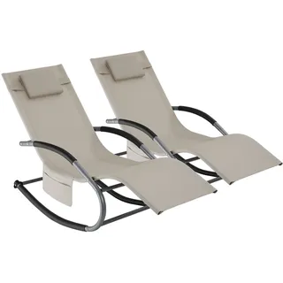 Tectake Taya Sonnenliege 200 x 58 x 55 cm Beige