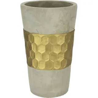 I.GE.A. Dekovase »Goldverzierte Blumenvase« Vase Zylindervase mit goldener Struktur grau gold Betonoptik Tischvase, goldfarben