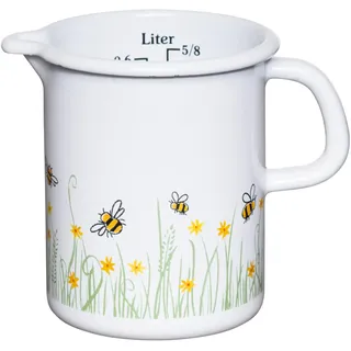 Riess, 0337-137, Küchenschüssel Ø 18cm, BIENE, Emaille, Vol. (rec.): 0,5 Liter, Made in Österreich, LBH: 14,6x10,4x12,1cm, 0,317kg, Deckel, Induktionskocher kompatibel, Gasherd geeignet, Ofenfest