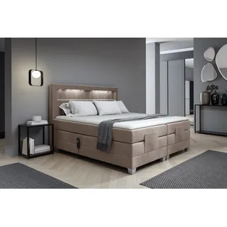 Boxspringbett Elektrisch Bett DAVIDE 180x200cm in Stoff Fresh Macchiato - Beige