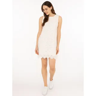 Zwillingsherz Minikleid ""Lochstickerei"" Ohne Taschen ärmellos, kurz geschnitten, mit Lochspitze, Rundhals, weiß