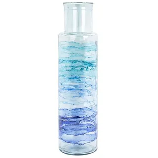 Romimex Vase aus recyceltem Glas, Blau, recyceltes Glas, 15 x 55 x 15 cm