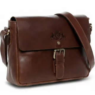 SID & VAIN kleine Messenger Bag echt Leder - Schultertasche Yale - Umhängetasche mit Schultergurt - Ledertasche Herren und Damen braun handgefertigt