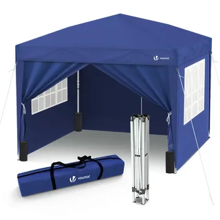 VOUNOT Faltpavillon 3 x 3 m inkl. Seitenteilen blau
