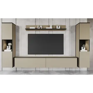OTTO home Wohnwand »PARIS, Vitrine Türanschlag links/rechts wechselbar« Komplett-Set, 4 Stk. tlg., beige