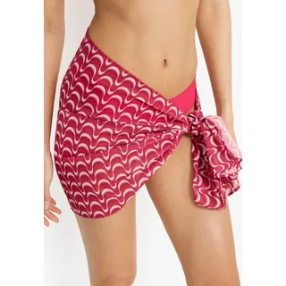 Strandrock LSCN BY LASCANA, Damen, Gr. 1, pink waves, Chiffon, Obermaterial: 100% Polyester, bedruckt, figurumspielend kurz, Röcke Strandrock, kurzer Wickelrock aus Chiffon