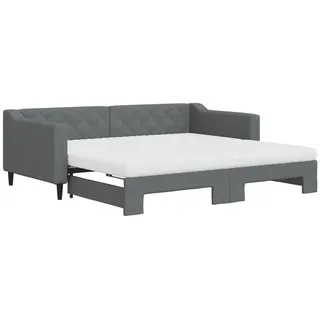 vidaXL Tagesbett Ausziehbar mit Matratzen Dunkelgrau 90x190 cm Stoff - Grau