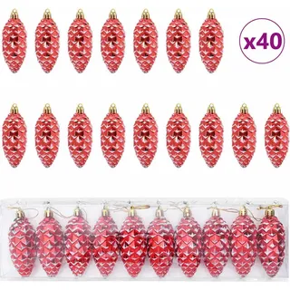 Weihnachts-Tannenzapfen Ball 40 pcs Rot Kunststoff - Rot