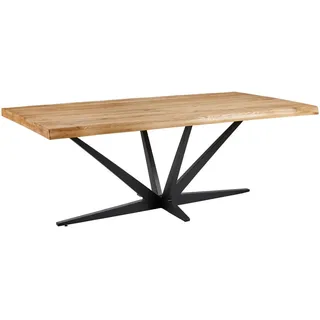 Linea Natura Esstisch , Schwarz, Eichefarben , Holz , Eiche , massiv , rechteckig , Sternfuß , 100x75x200 cm , Fsc , Holzmöbel, Holztische, Esstische Holz, Massivholztische