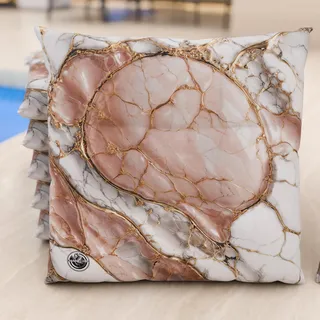 PETTI Artigiani Italiani - Sitzkissen für Küchenstühle, 6er-Set, Marmoreffekt, Rosa, 40 x 40 cm, quadratische Stuhlhussen für Esszimmer aus Mikrofaser mit Digitaldruck und Bändern, 100% Made in Italy