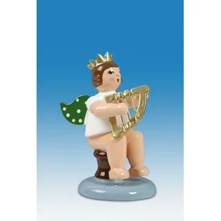 Engelmusikant Engel sitzend mit Handharfe ohne Krone Höhe ca 6 cm NEU Erzgebirge