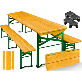 KESSER® Bierzeltgarnitur 3-teilig mit 2x Bierbänke & 1x Biertisch Set - Hellbraun