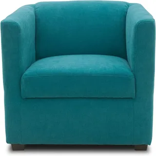 DOMO. collection Sessel Bob FK, kleiner Retro-Sessel mit Armlehnen und Federkern, Polstersessel, Cocktailsessel, Loungesessel, 73 x 75 x 69 cm (BxTxH), Webstoff in türkis