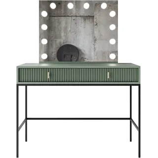 Schminktisch MIDNIGHT ELITE mit LED-Spiegel auf Gestell schwarz/grün