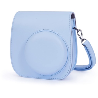 Leebotree Sofortbildkameras Tasche Kompatibel mit Instax Mini 12 / Mini 11 Sofortbildkamera aus Weichem Kunstleder mit Schulterriemen und Tasche (Pastel Blue)