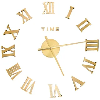vidaXL 3D Wanduhr Modernes Design Dekorativ Extragroß Deko Wand Uhr Wandtattoo Dekoration Analoguhr Wohnzimmer DIY Eva Golden 100cm XXL