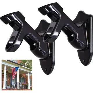 Flaggenmast Halterbügel - Wetterfest - 2 Stück - Schwarz - Aluminium - Schwarz