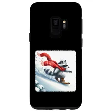 Hülle für Galaxy S9 Raccoon Snowboard Down Hill Schal Snowboard Schnee Rot
