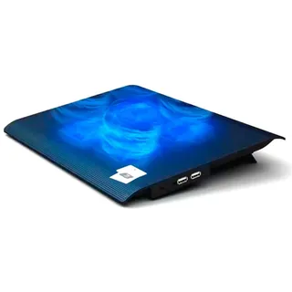 NK Base Refrigeradora Portátil - Ventilador Ordenador Portatil de 12-17" Con Soporte, 4 Ventiladores Silenciosos, 2 Puertos USB, Refrigeración Rápida, Luz LED Azul - Color Negro