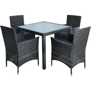Polyrattan Sitzgruppe Gartenmöbel Set Rattan Gartenset Essgruppe Anthrazit Grau - Schwarz