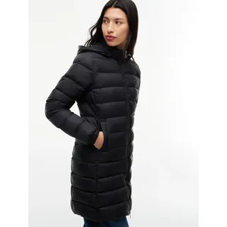 Steppmantel TOMMY JEANS "TJW ESSENTIAL HOODED DOWN COAT", Damen, Gr. XS (34), schwarz, Web, Obermaterial: 100% Nylon. Futter: 100% Polyester. Füllung: 100% Daunen, unifarben, regular fit wadenlang, elastischer Bund, Mäntel Steppmantel, Kunstfaser