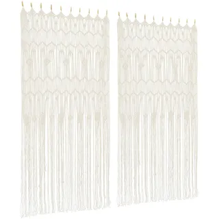 chennnls Fenstervorhang 100x200 cm – Makramee Türvorhang im Boho-Stil, handgewebter Raumteiler, 2 Paneele, für Wohnzimmer Schlafzimmer Hochzeitsdekoration