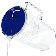 Wessper Wasserfilter Kanne mit LED-Anzeige 3,3l, Glas wasserkanne mit aktivkohle filter, Wassekrug mit wasserfilterkartuschen für trinkwasser BPA FREE -Blau