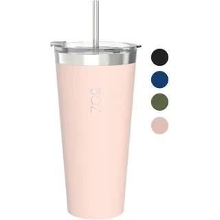 BOZ Trinkbecher mit Deckel und Strohhalm - Kaffeebecher To Go 650 ml – Becher mit Strohhalm – Auslaufsicher & Spülmaschinenfest – Isolierbecher 4h heiß & 8h kalt – Rosa