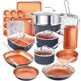 GOTHAM STEEL Stahl 20 stück All in one küche kochgeschirr + bakeware Set mit nonstick Durable keramikbeschichtung 20-teiliges Set Kupfer