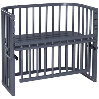 Babybay Beistellbett , Grau, Schieferfarben , Holz , Buche , 56.5x79x96 cm , Textiles Vertrauen - Oeko-Tex®, Oeko-Tex® Standard 100 , Lattenrost stufenlos höhenverstellbar, zur Sitzbank umbaubar, sehr stabil , Babymöbel & Kindermöbel, Babyzimmer, Babybetten, Beistellbetten