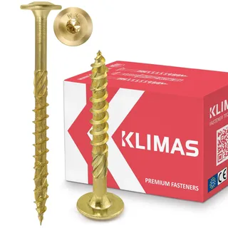 Klimas Holzschrauben Torx Tellerkopfschrauben Gelb 10 x 360 mm 25 Stück