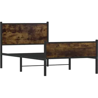 SYFAXTM Metallbett ohne Matratze Räuchereiche 100x200 cm - Braun