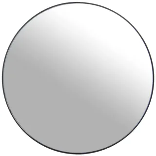 DRW Runder Wandspiegel aus Metall und Rückseite, MDF, Schwarz, 100 x 1,5 cm, Int. 98,5 cm