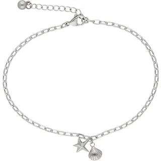 FIRETTI "Schmuck Geschenk Körperschmuck Maritim Seestern+Muschel Ankerkette", edelstahlfarben