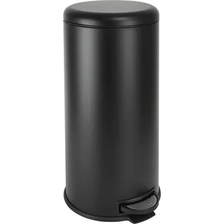 SVITA T30 Mülleimer Treteimer Abfalleimer 30 Liter inkl. Inneneimer rund Küchen-Hilfe Stahl Schwarz - Schwarz