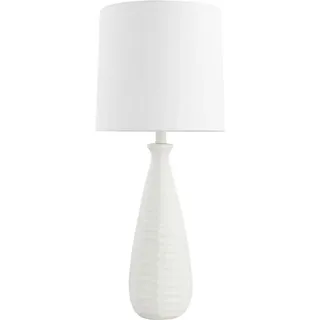 HOME DELUXE Große Tischlampe mit Stoffschirm MELVA - Weiß | Tischleuchte Schreibtischlampe Nachttischlampe - Weiß