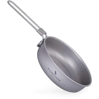 Boundless Voyage Titanium Bratpfanne mit Klappgriff Outdoor Camping Pfanne Bratpfanne Geschirr Titanpfanne Ti15170B