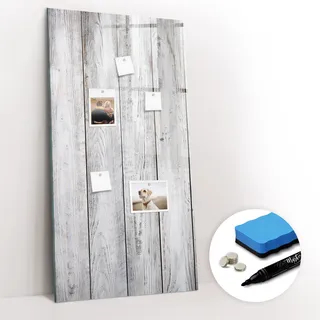 Magnetpinnwand Memoboard - Zubehörsatz - Schwarzer Marker + Schwamm + Magnete - 60 x 120 cm - Lackiertes Holz - Grau