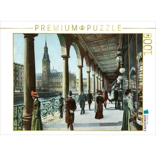 Calvendo Puzzle Alsterarkaden mit Blick zum Hamburger Rahthaus 1000 Teile Lege-Größe 64x48cm Foto-Puzzle für glückliche Stunden