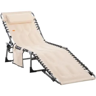 Outsunny Sonnenliege klappbar , Beige , Metall , 57x30x188 cm , Gartenmöbel, Gartenliegen
