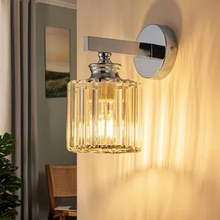 ZMH Wandleuchte Innen Moderne-Wandlampe Kristall Wandbeleuchtung E27 Nachttischlampe Wand Flurlampe Wand 1 Flammig für Schlafzimmer Wohnzimmer Treppenhaus Flur(ohne Leuchtmittel)