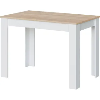 Fester Tisch Dghio, Esszimmertisch, Moderner Konsolentisch für Wohnzimmer oder Küche, 109x67x78 cm, Weiß und Eiche - Weiß
