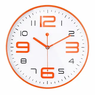 Topkey Wanduhr 12 Zoll einfaches Design Nicht tickend dekorativ Schlafzimmer Büro Küche Wanduhr -Orange