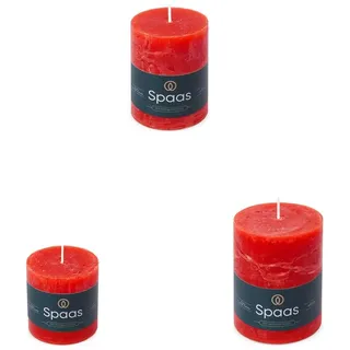 Spaas Rustikale Stumpenkerze, 70/70 mm, 25 Stunden und 70/95 mm, 35 Stunden und 80/110 mm, 65 Stunden, Rot